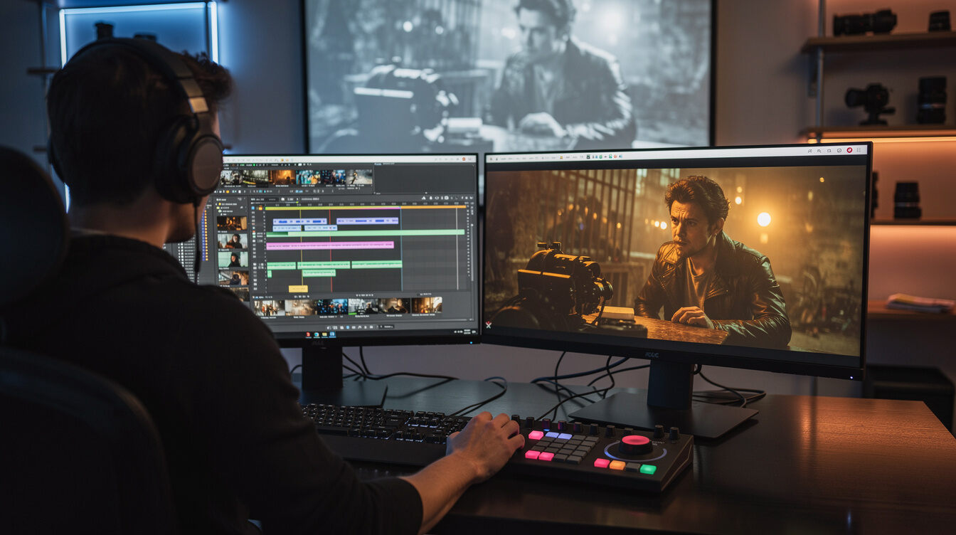 video editor cutting film