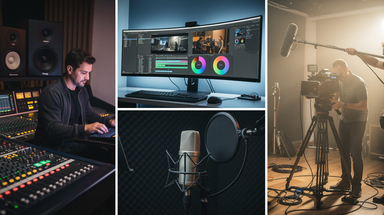 sound engineer mixing audio